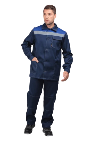 Костюм ПРОФИ летний, т/синий-василёк (Куртка+брюки) Кос 033
