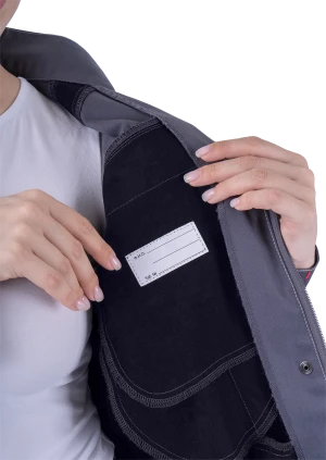 Куртка женская ТУРБО SAFETY от механических воздействий и ОПЗ, серый/чёрный/красный Кур 694