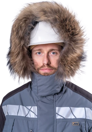Куртка мужская ХАЙ-ТЕК SAFETY от пониженных температур воздуха и ветра, механических воздействий и ОПЗ, серый/красный/черный Кур 213