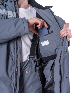 Куртка мужская ХАЙ-ТЕК SAFETY от пониженных температур воздуха и ветра, механических воздействий и ОПЗ, серый/красный/черный Кур 213