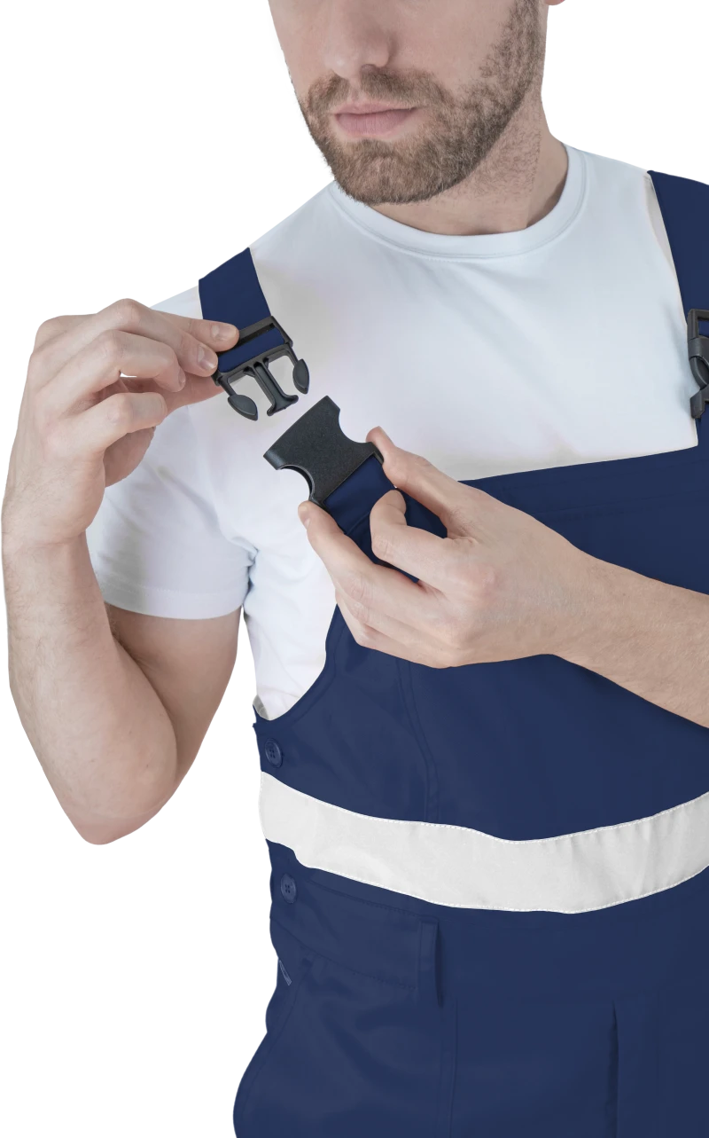 Костюм мужской БРАЙТ сигнальный, от механических воздействий и ОПЗ (куртка, полукомбинезон), флуоресцентный желтый/синий Кос 773