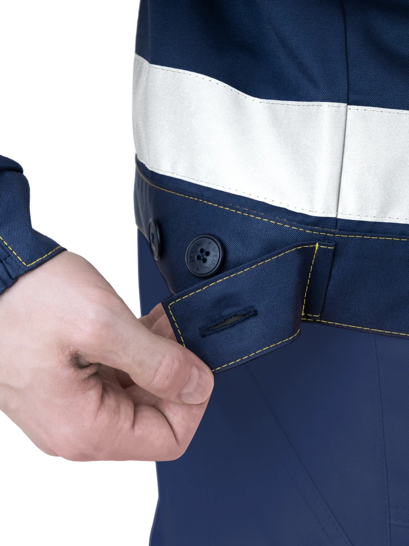 Костюм мужской БРАЙТ сигнальный, от механических воздействий и ОПЗ (куртка, полукомбинезон), флуоресцентный желтый/синий Кос 773