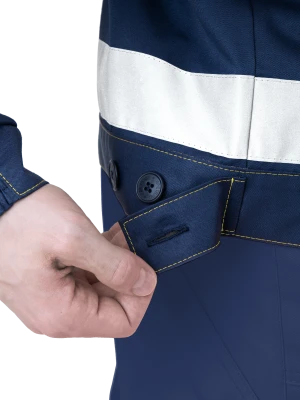 Костюм мужской БРАЙТ сигнальный, от механических воздействий и ОПЗ (куртка, полукомбинезон), флуоресцентный желтый/синий Кос 773