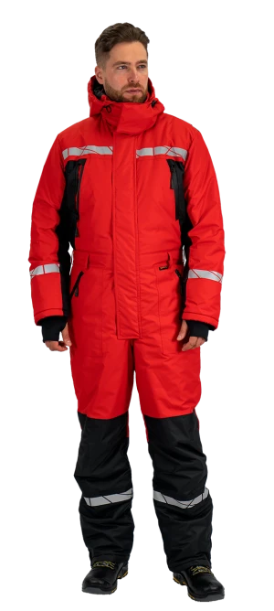 Комбинезон мужской ПИЛОТ от пониженных температур, механических воздействи и ОПЗ, цв. красный-черный Ком 019