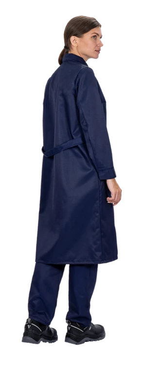 Комплект женский от растворов кислот и щелочей, механических воздействий, (халат, брюки), темно-синий