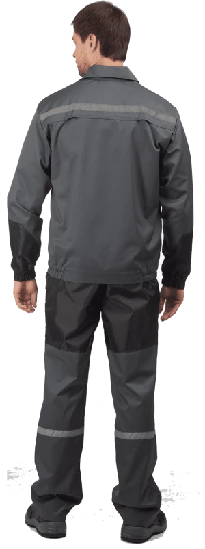 Костюм АВТОМОЙЩИК летний, серый-чёрный (Куртка+полукомбинезон) Кос 590