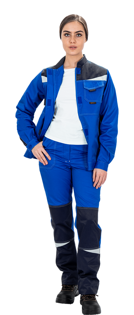 Костюм женский КМ-10 ЛЮКС от механических воздействий и ОПЗ (куртка, брюки), василек/синий Кос 065