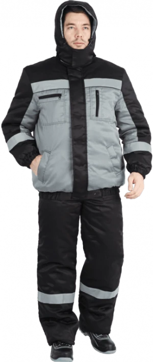 Костюм БАЙКАЛ зимний, серый-чёрный