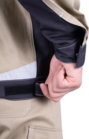 Куртка мужская ТУРБО SAFETY от механических воздействий и ОПЗ, бежевый/темно-серый Кур 402