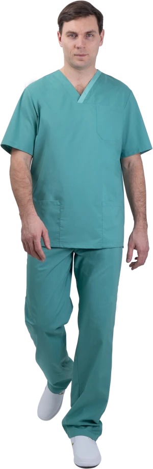 Костюм мужской ХИРУРГ МЕДИКАЛ от ОПЗ (блуза, брюки), зелёный Кос 848