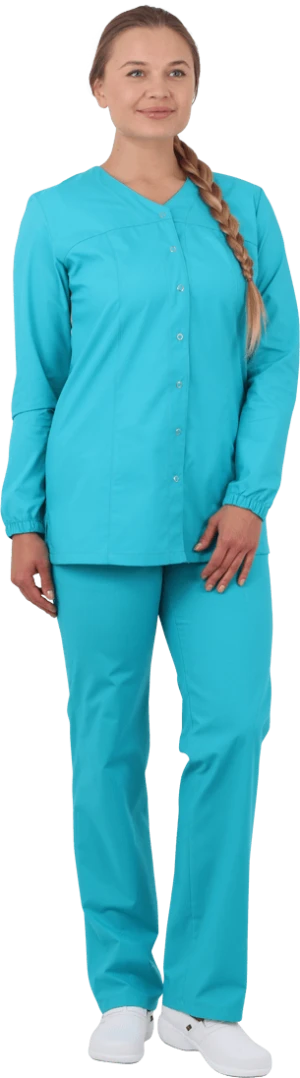 Костюм женский МАЙЯ ХАССП от ОПЗ (блуза, брюки), бирюза Кос 856