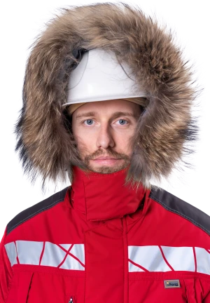 Куртка мужская ХАЙ-ТЕК SAFETY от пониженных температур воздуха и ветра, механических воздействий и ОПЗ, красный/черный Кур 215