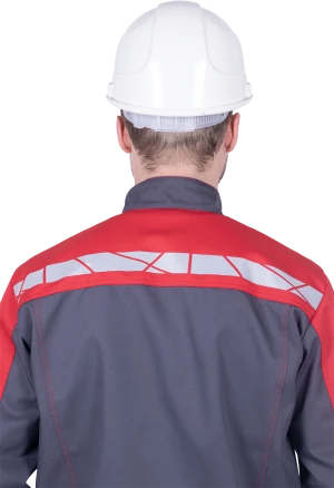 Куртка мужская ХАЙ-ТЕК SAFETY от механических воздействий и ОПЗ, серый/красный/черный Кур 1600