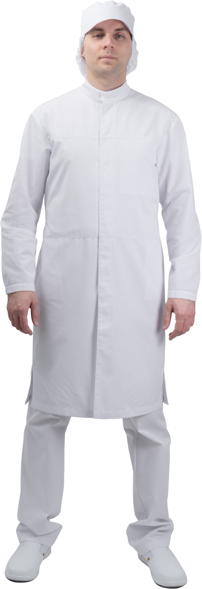 Халат мужской АПРЕЛЬ ХАССП от механических воздействий и ОПЗ, белый Хал 877