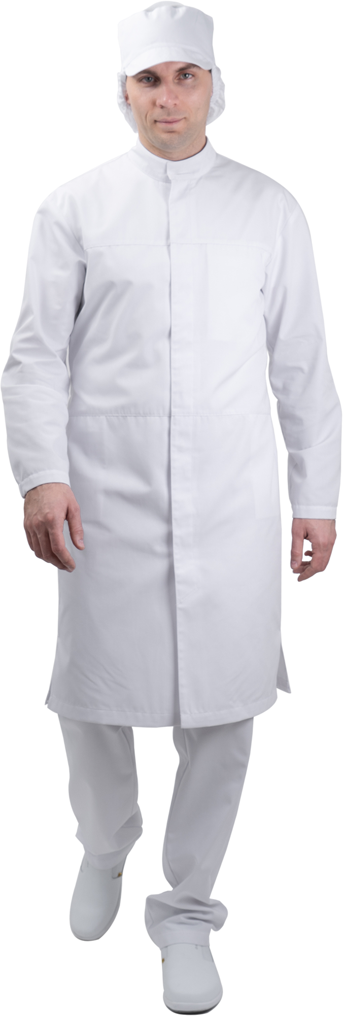 Халат мужской АПРЕЛЬ ХАССП от механических воздействий и ОПЗ, белый Хал 877
