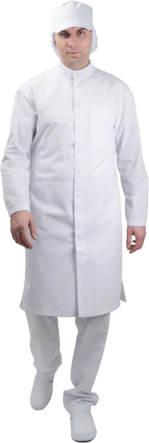 Халат мужской АПРЕЛЬ ХАССП от механических воздействий и ОПЗ, белый Хал 877