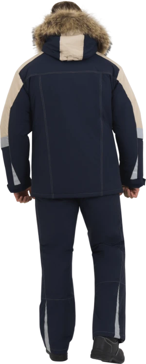 Куртка мужская ХАЙ-ТЕК от пониженных температур воздуха и ветра, механических воздействий и ОПЗ, синий/бежевый Кур 323